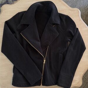 lululemon athletica Black Leather Jacket with Gold Zipper